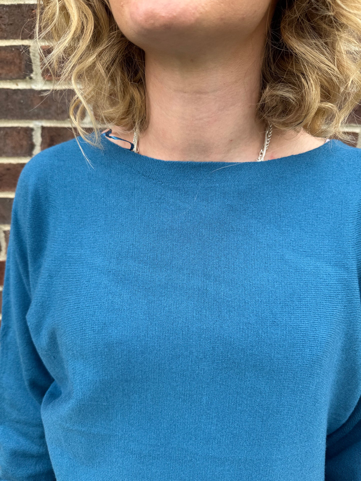 Keren Hart Teal Blue Dolman Sleeve Soft Sweater