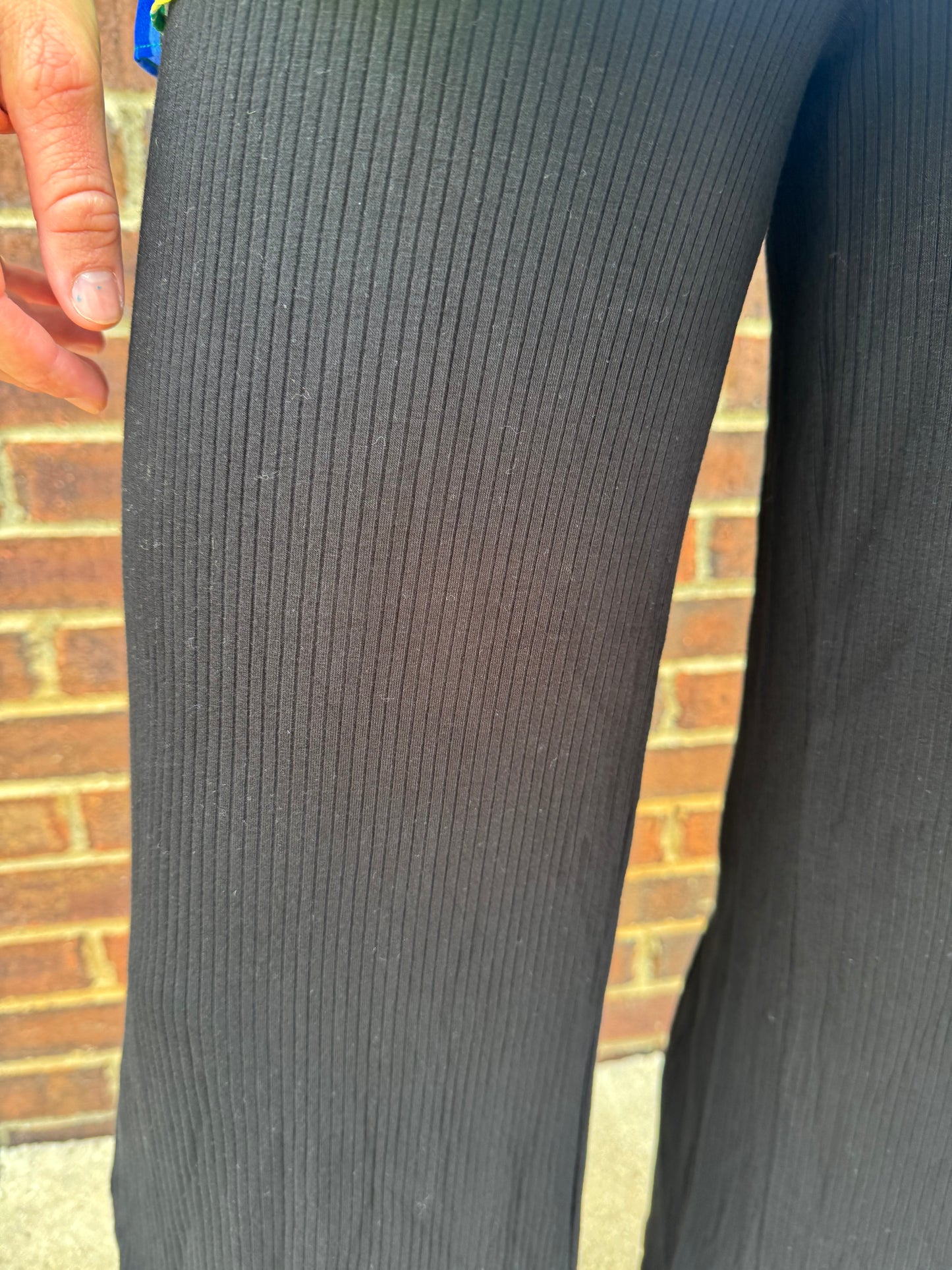 Keren Hart Black Soft Ribbed Straight Leg Pant