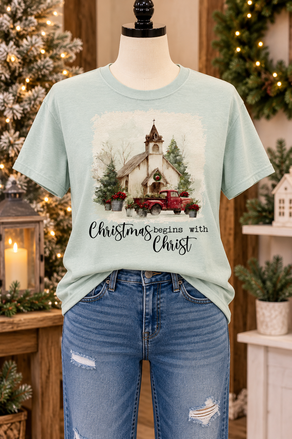 CC Christmas Begins with Christ tee
