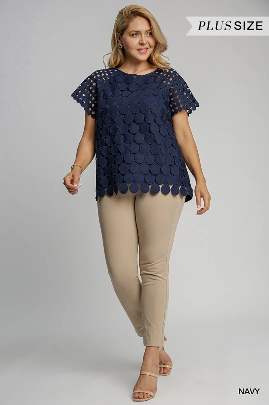 Plus Umgee Polka Dot Top - Navy