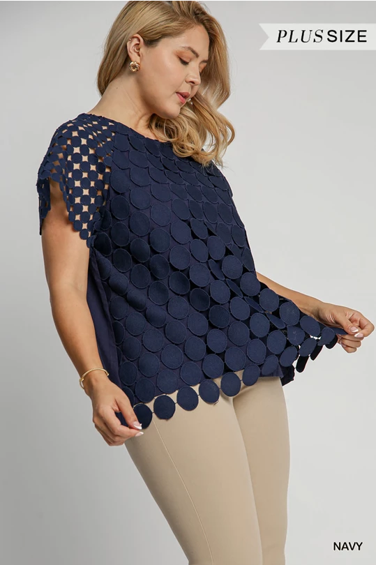 Plus Umgee Polka Dot Top - Navy