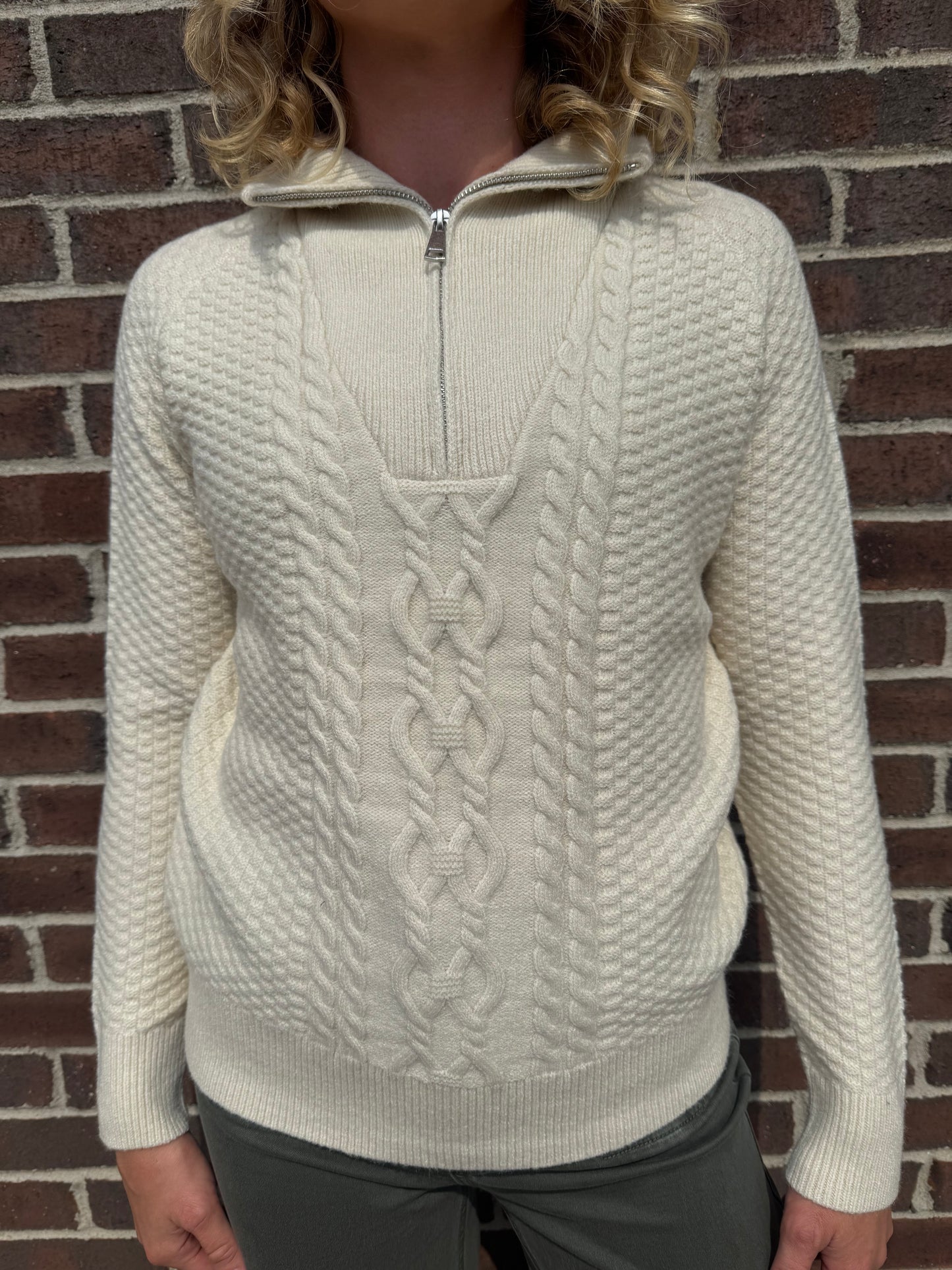 Keren Hart Quarter Zip Sweater - Ivory