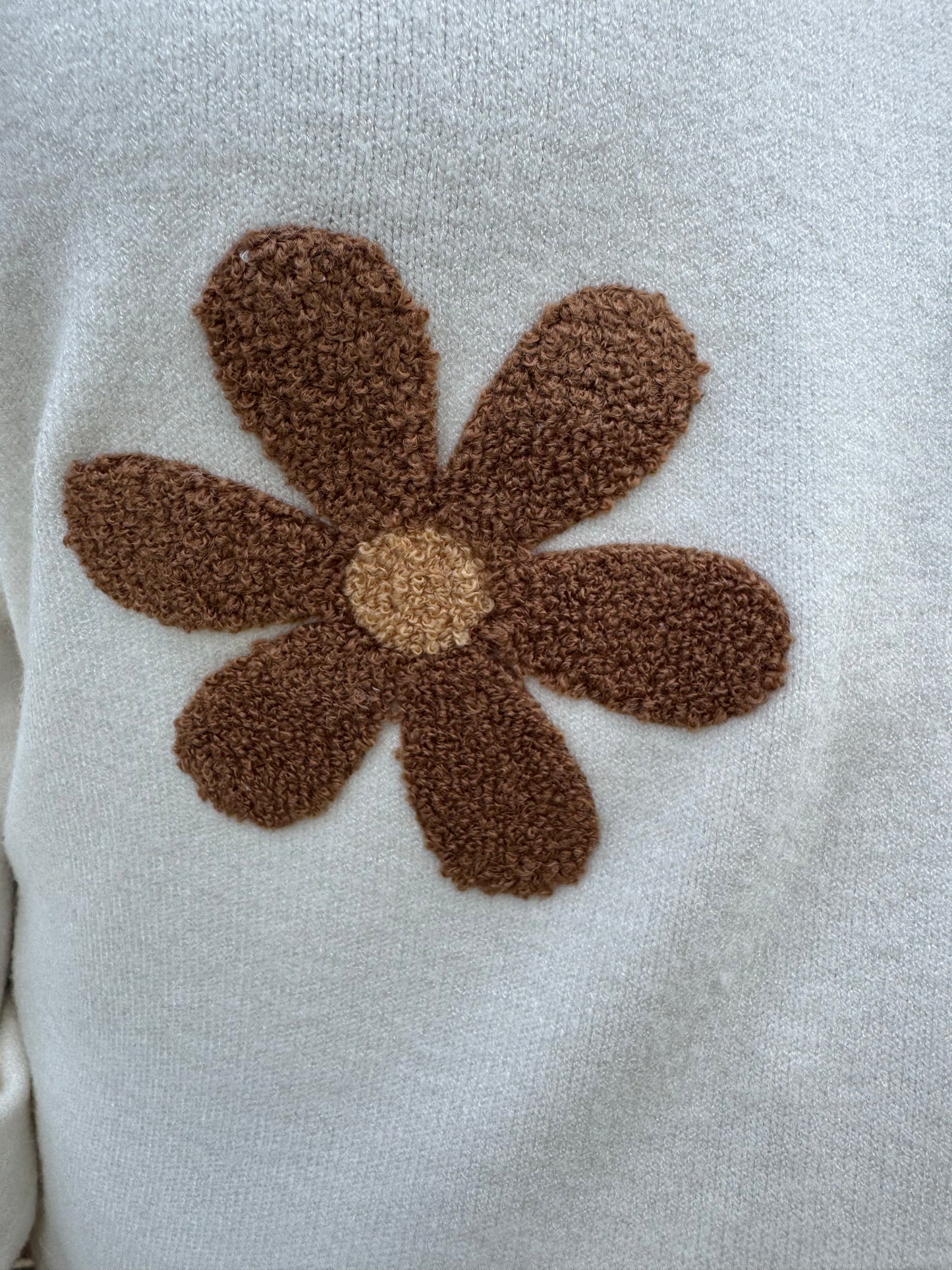 Charlie B Super Plush Sweater With Boucle Flowers