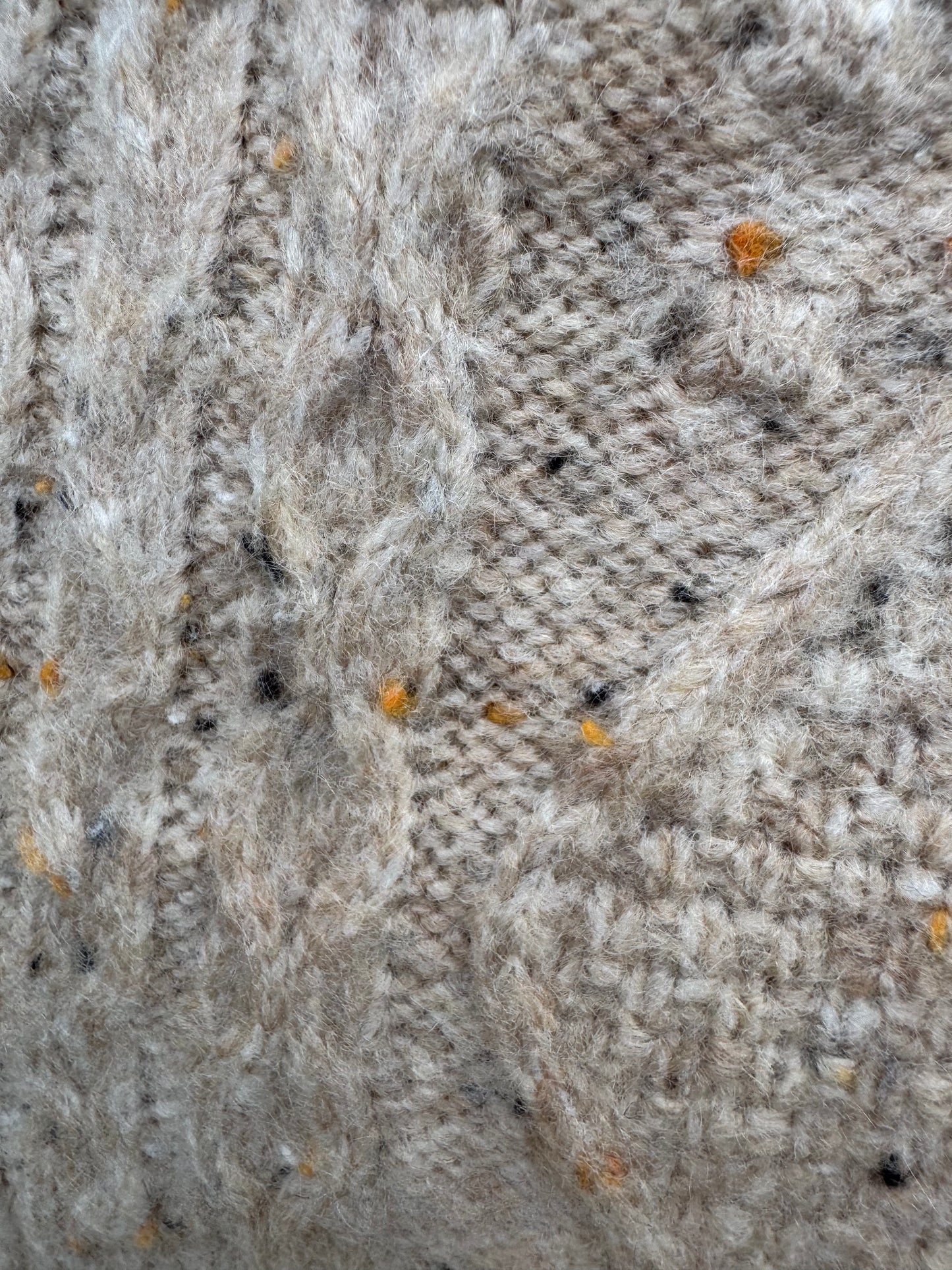 Keren Hart Beige Speckle Knit Quarter Zip Sweater