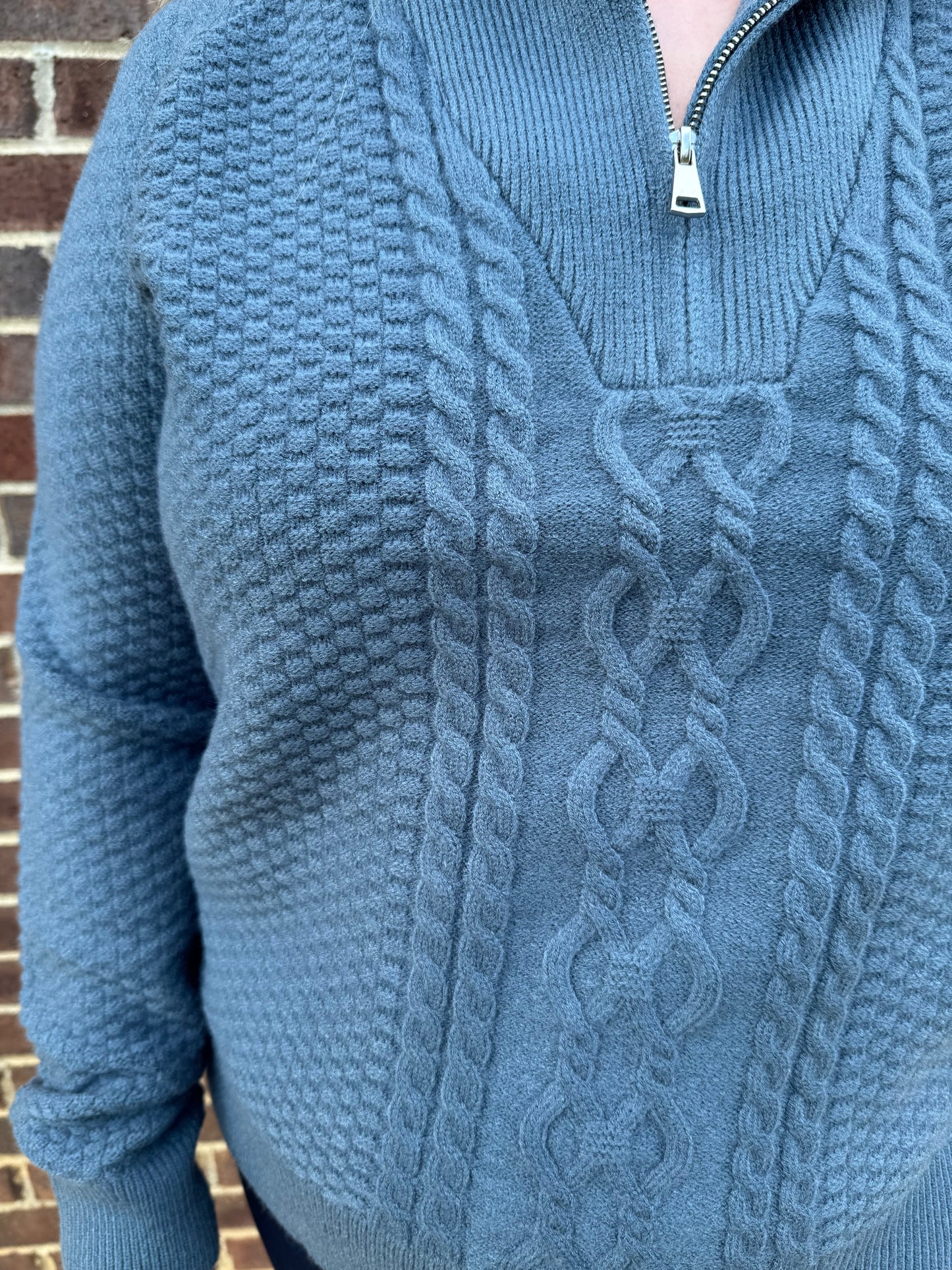 Keren Hart Quarter Zip Sweater - Slate Blue