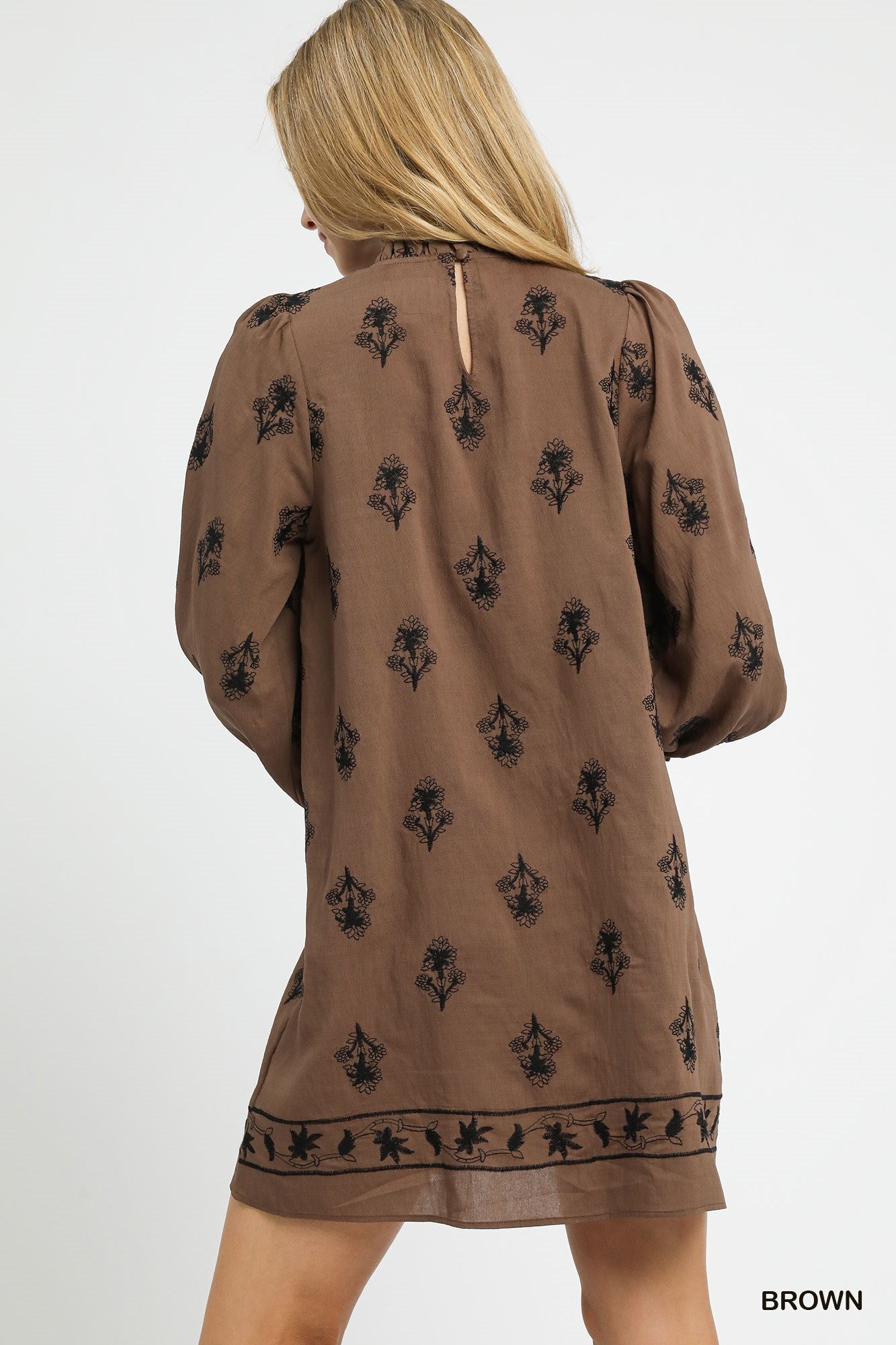 Umgee Embroidered Long Sleeve Mini Dress