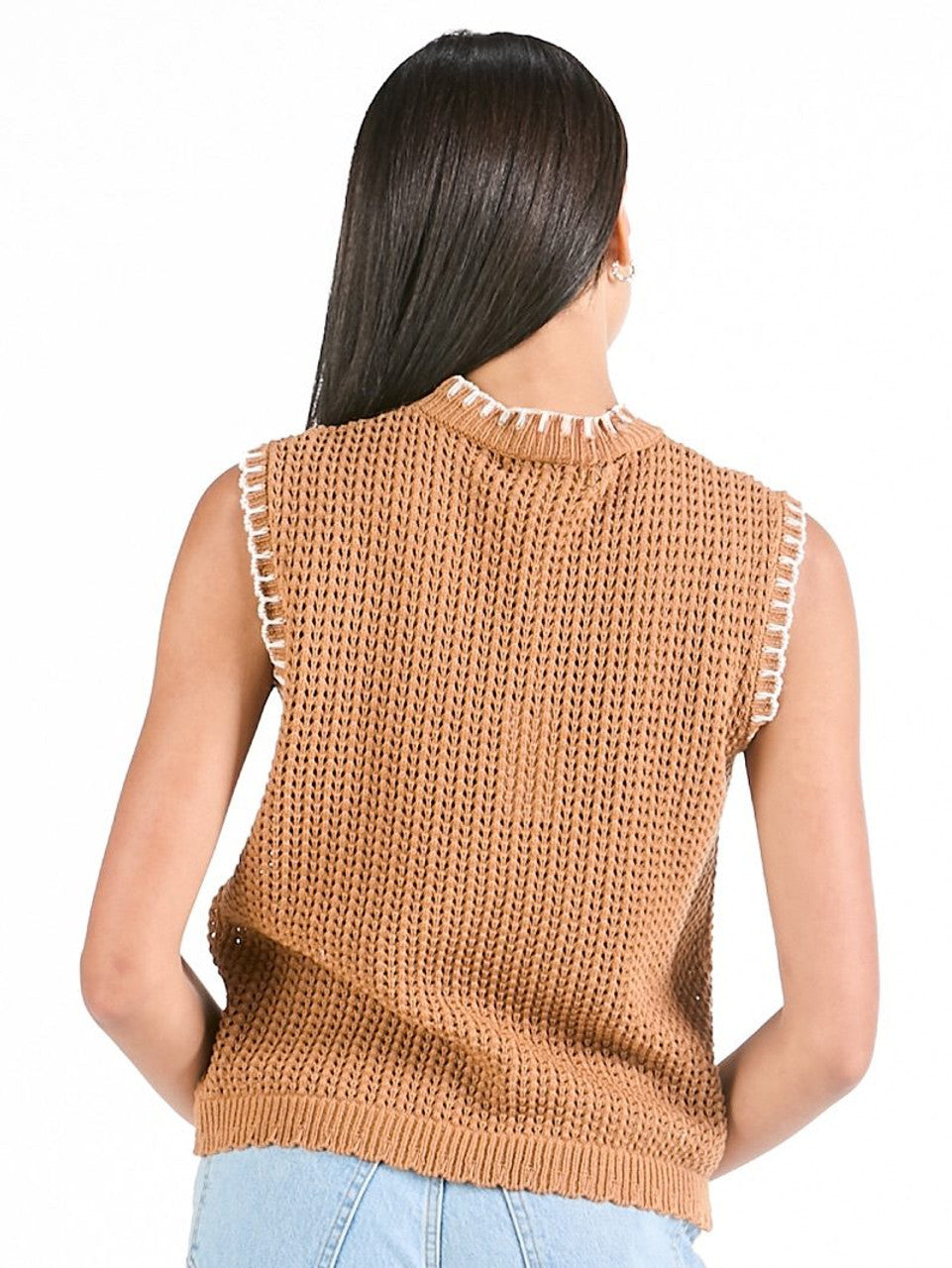 SS Olivia Sleeveless Sweater top - light brown