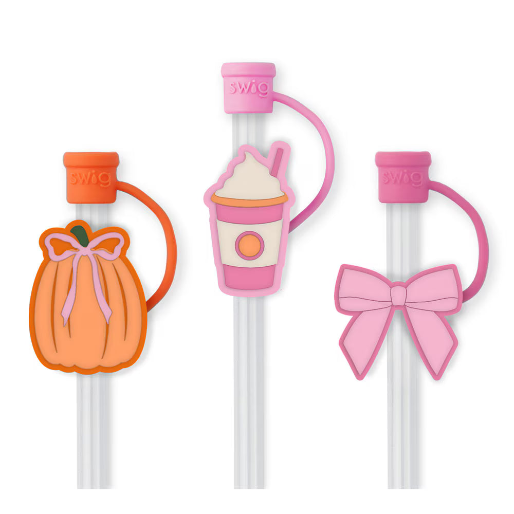 Swig Pumpkins and Bows Straw Covers