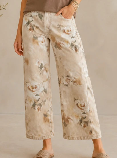 Floral Barrel Jeans - 26 inch inseam