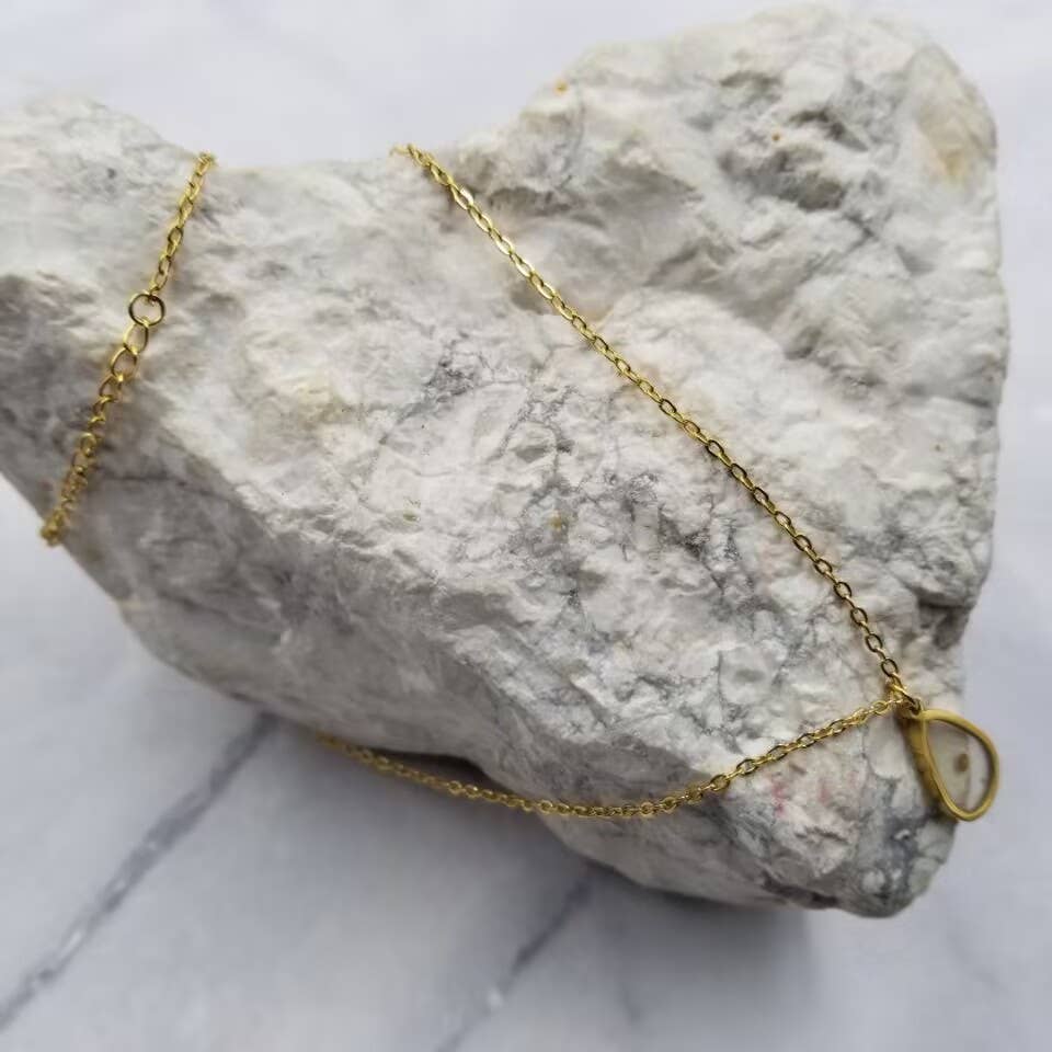 Mustard Seed Teardrop Pendant Necklace
