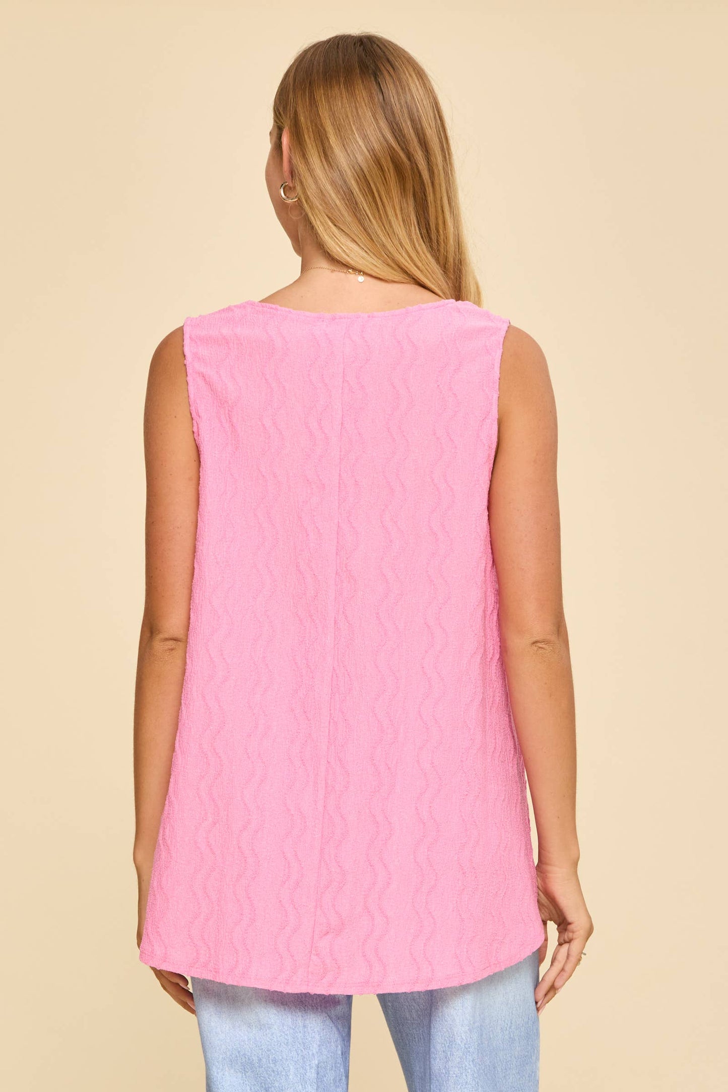 Textured Sleeveless Tank Blouse
