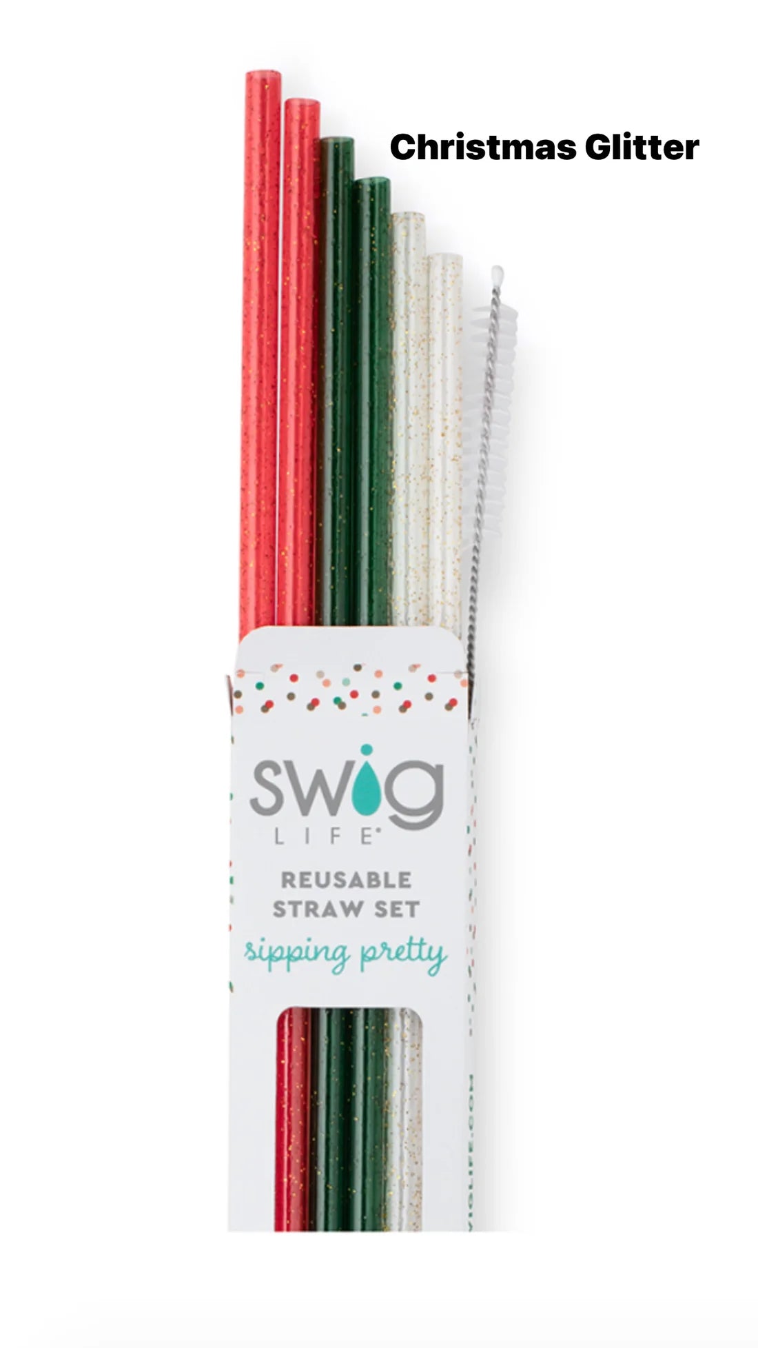 Swig Christmas Glitter Reusable Straw Set