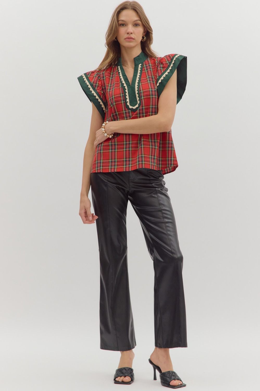 Entro Red Plaid Top - Sizes S - 2X
