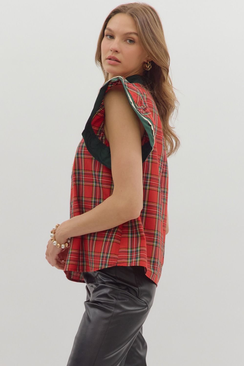 Entro Red Plaid Top - Sizes S - 2X