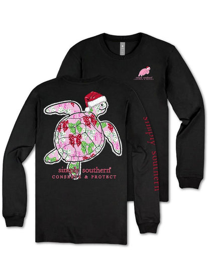 Simply Southern Black Christmas Turtle Tracking T-shirt