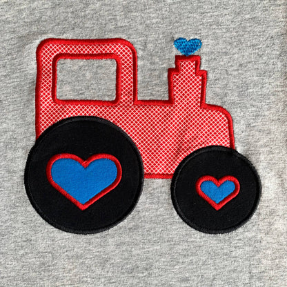 AnnLoren Valentines Day Boys Romper Tractor Applique