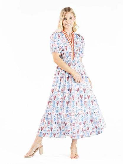 Simply Southern Americana Y-Neck Dress - Patriotic Lobster