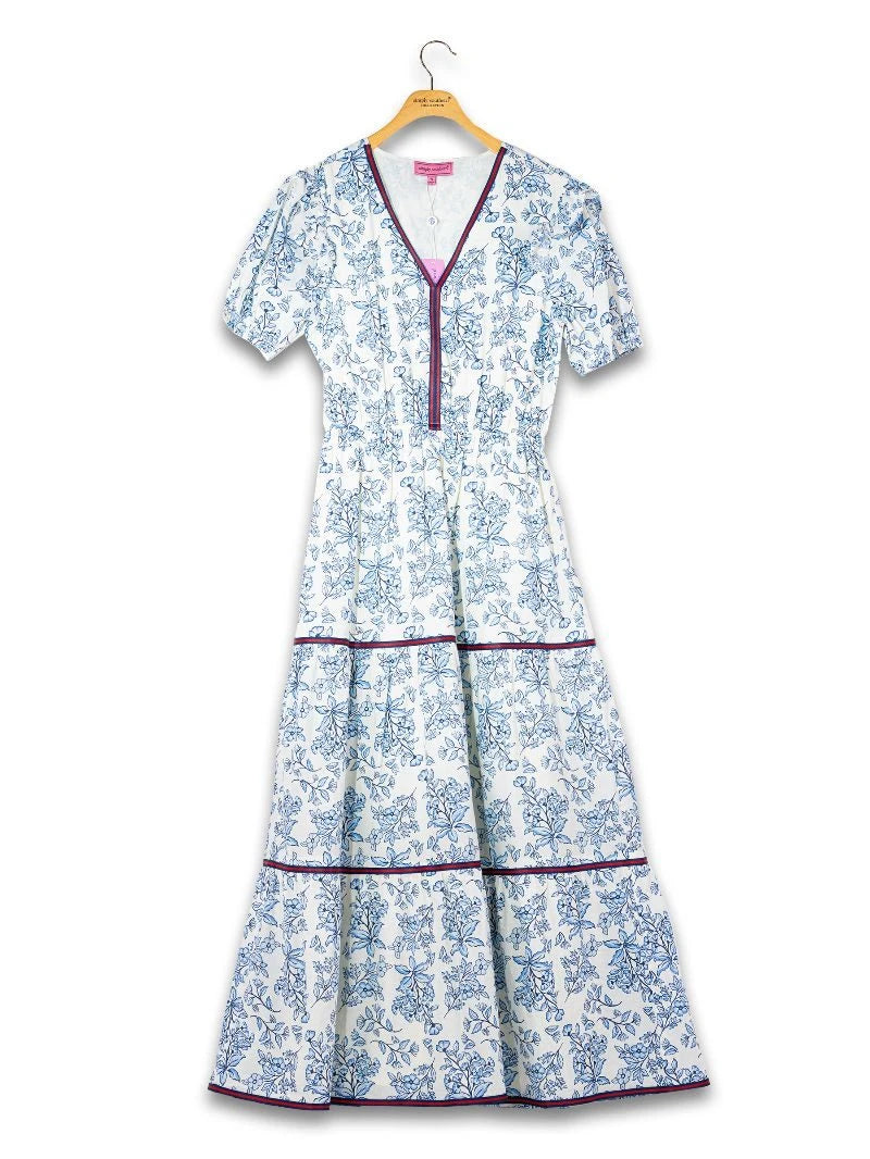Simply Southern Blue Floral Y-neck Dress