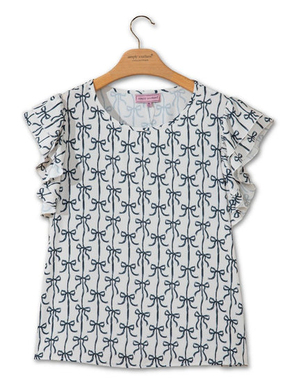 Simply Southern Sweet Girl Ruffle Top - Black Bow