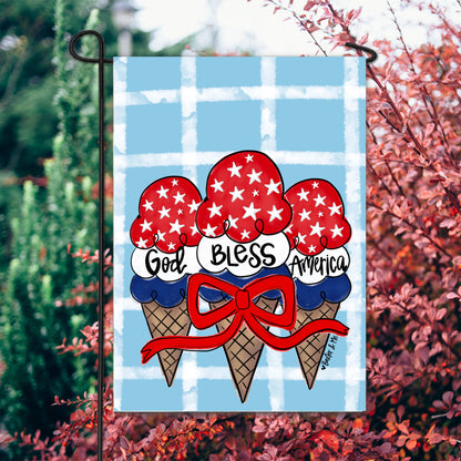 God Bless America Ice Cream Garden Flag