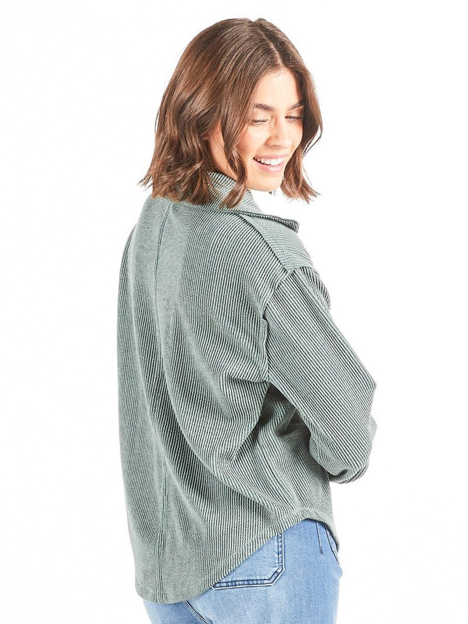 Simply Southern Ribbed Collar Top - Jade