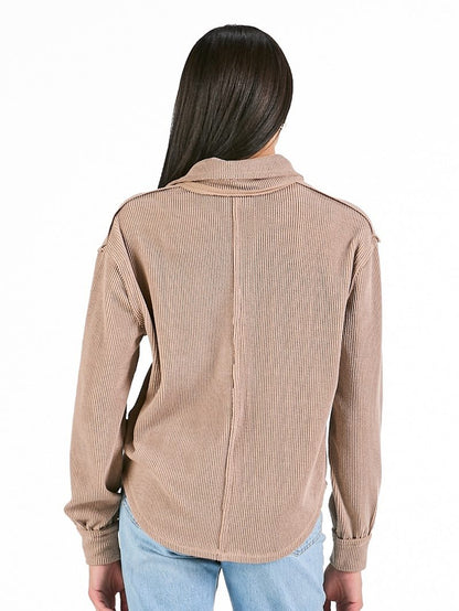 Simply Southern Ribbed Collar Top - Umber