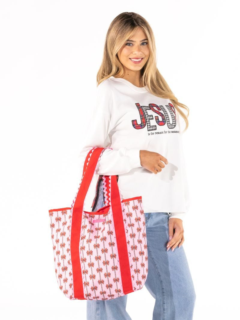 Simply Southern Scalloped Holiday Tote Bag