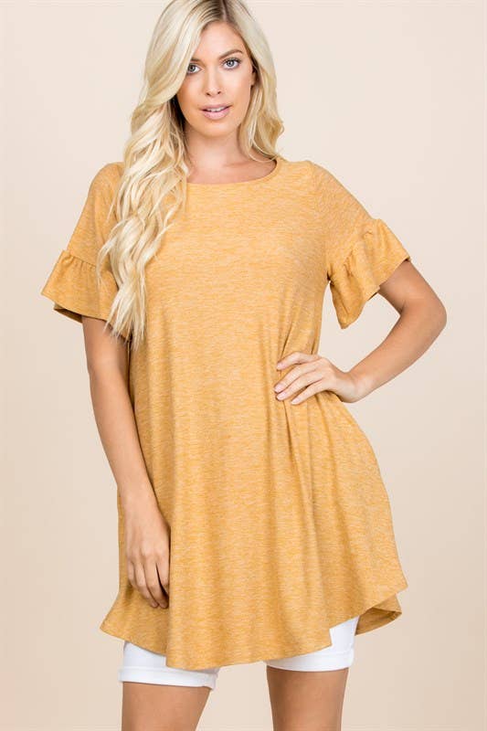 Ruffle Sleeve Swing Tunic - 2 Colors