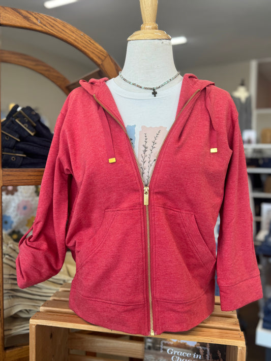 Keren Hart Red Gold Zip Up Jacket