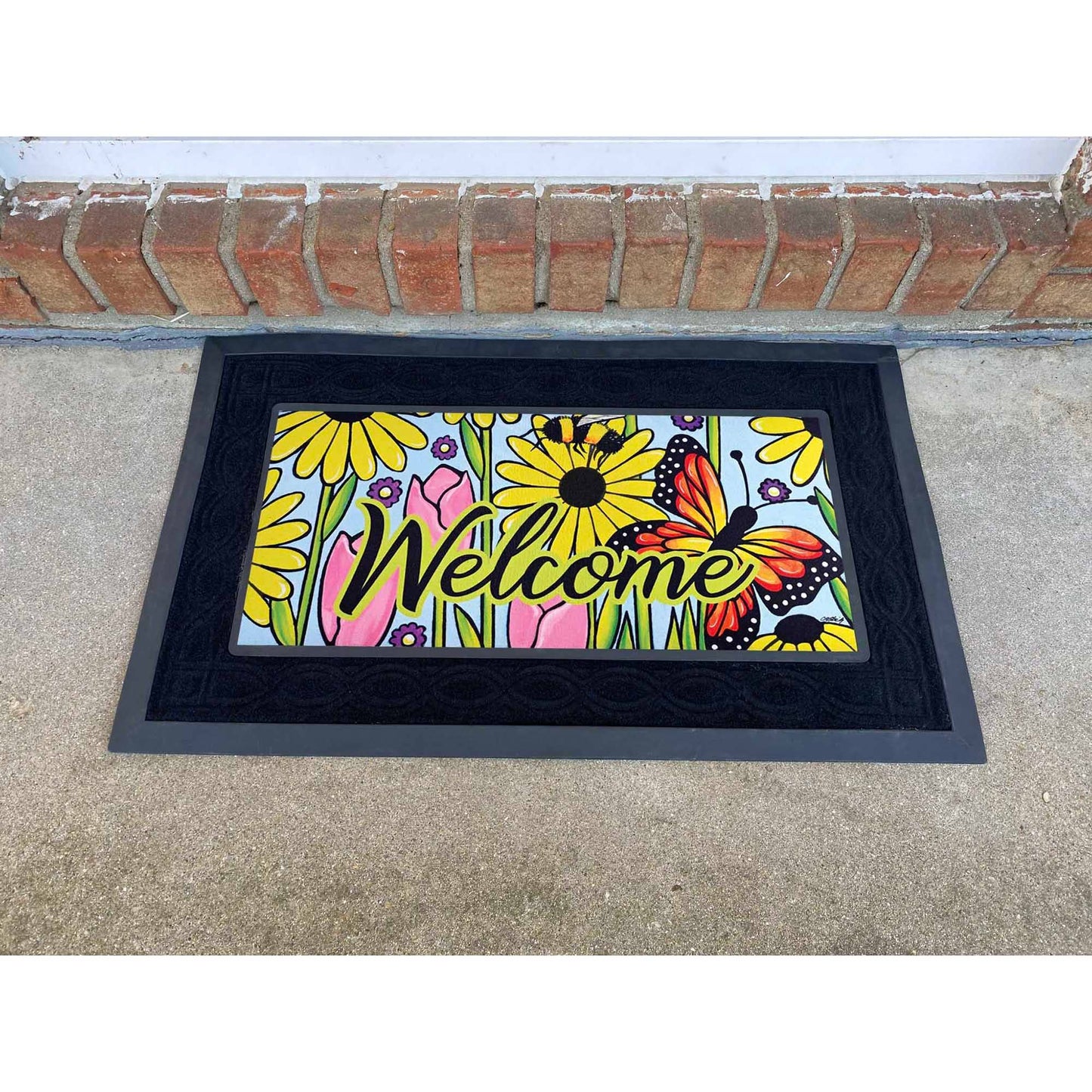Doormat Insert Welcome Butterfly Garden
