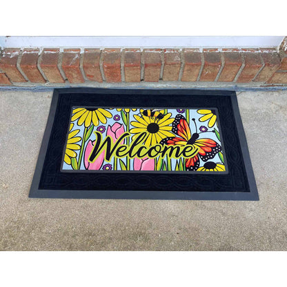 Doormat Insert Welcome Butterfly Garden