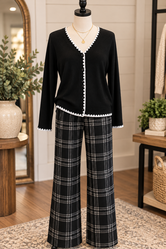 Keren Hart - Black with trim button up cardigan