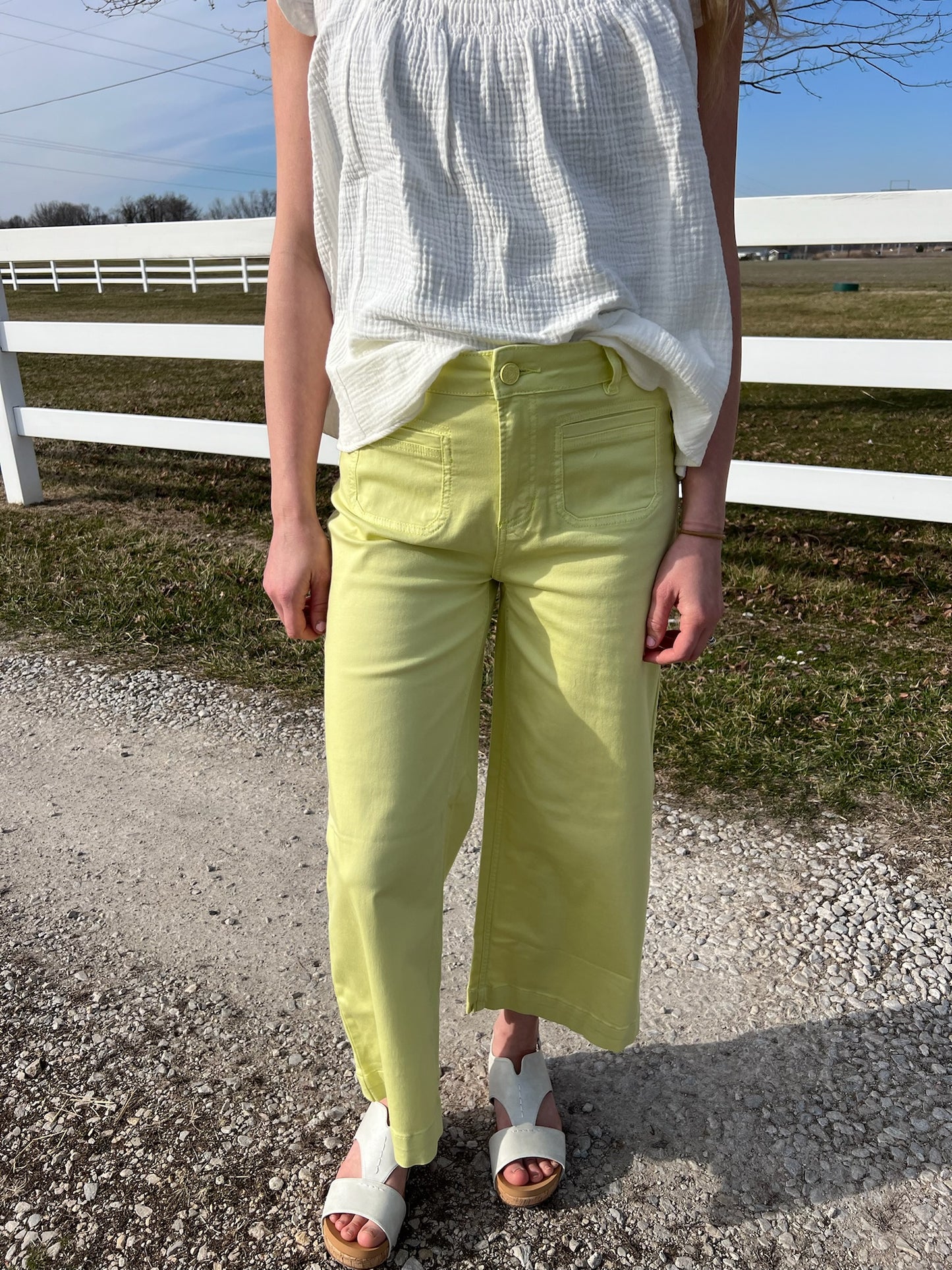 Charlie B wide leg yellow pants