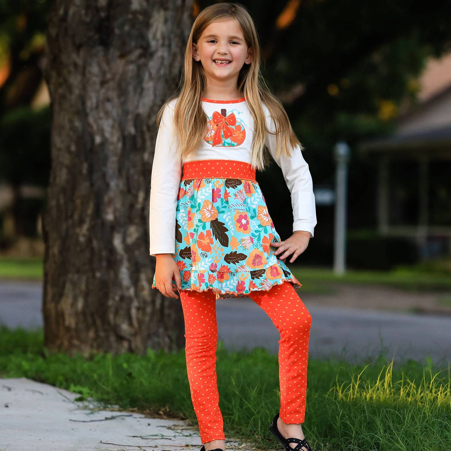 AnnLoren Big Girls Fall Dress Legging 9/10 Pumpkin