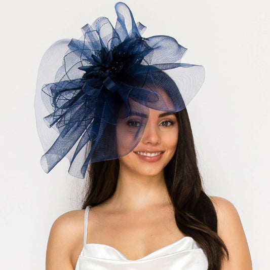 Floral Feathered Sinamay Mesh Fascinator