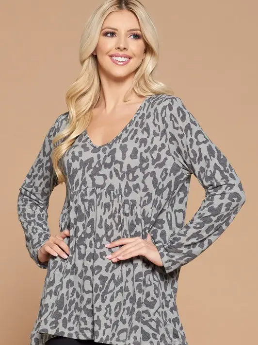 Animal Print Babydoll Tunic