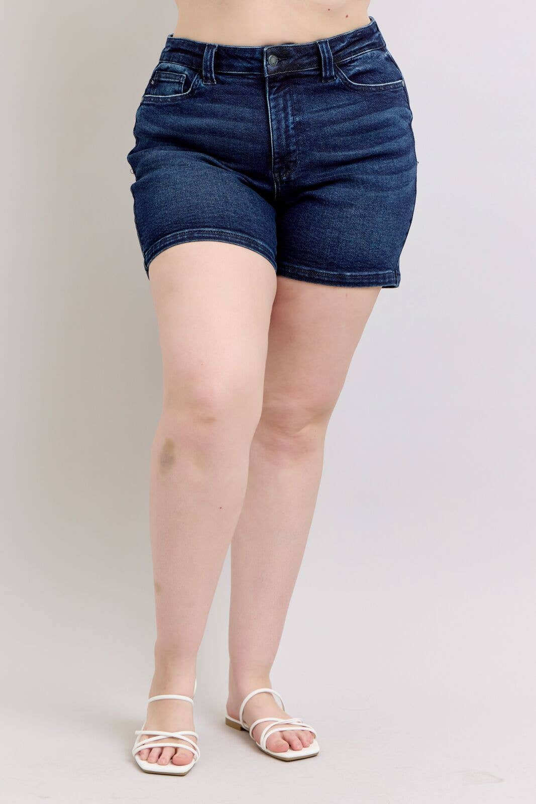 Back Flap Pocket High Waisted Shorts- PLUS