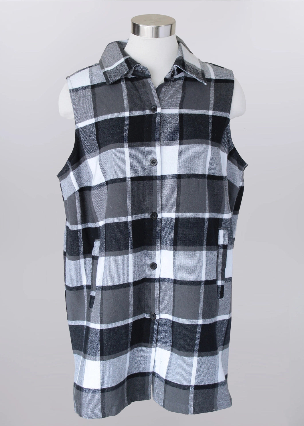 Keren Hart Long Plaid Vest