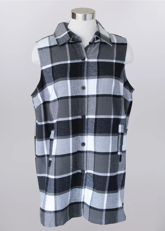 Keren Hart Long Plaid Vest