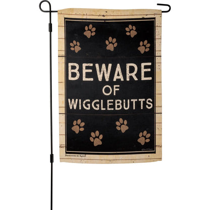 Beware of Wigglebutts Garden Flag