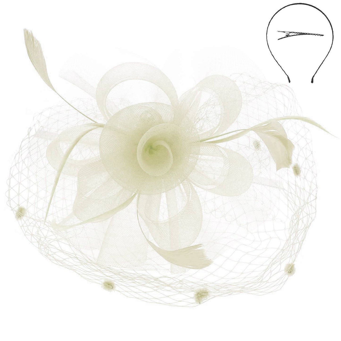 Flower w/ Dotted Netting Mesh Women's Fascinator