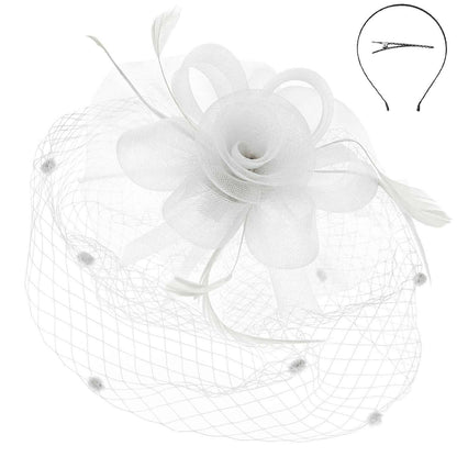 Flower w/ Dotted Netting Mesh Women's Fascinator