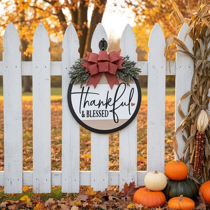 Thankful and Blessed Door Hanger
