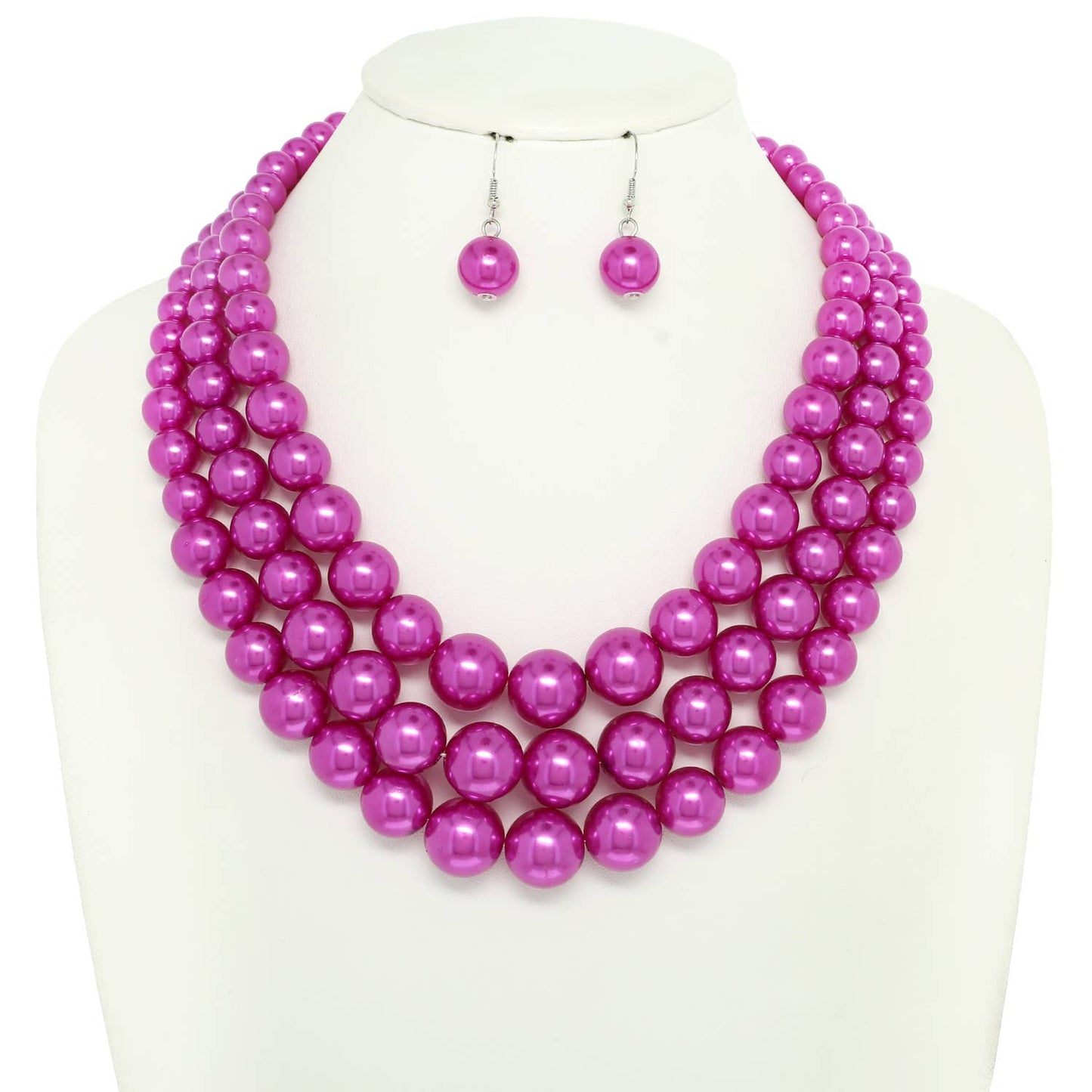 Multi-Strand Pearl Bead Necklace Earring Set
