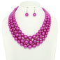 Multi-Strand Pearl Bead Necklace Earring Set