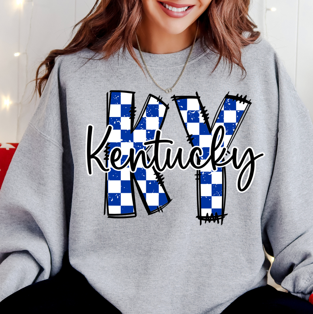 Kentucky Blue Checkered Tee or Sweatshirt