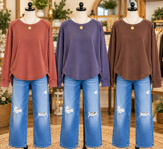 Simply Southern Waffle Knit Pullover - 3 Colors