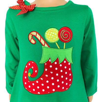 Girls Christmas Clothing Elf Stocking Red Stripe Pants Set
