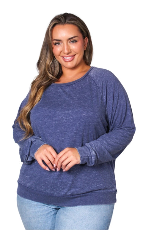 Navy Long Sleeve Crew Neck with Ribbed Cuff