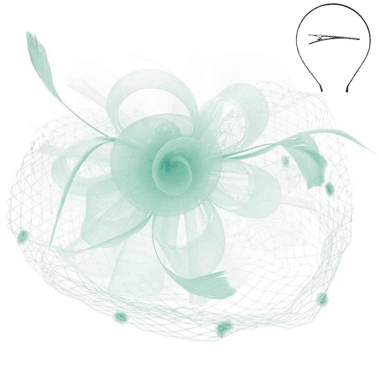 Flower w/ Dotted Netting Mesh Women's Fascinator